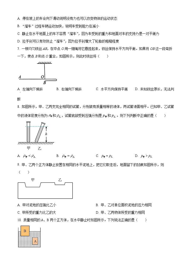 广东省广州市白云区2023-2024学年八年级下学期期末考试物理试题（原卷版+解析版）03