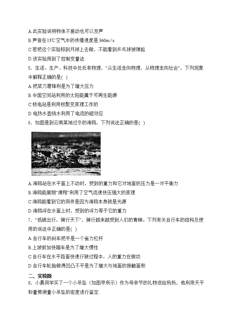 云南省昭通市昭阳区2024届九年级下学期中考二模物理试卷(含答案)02