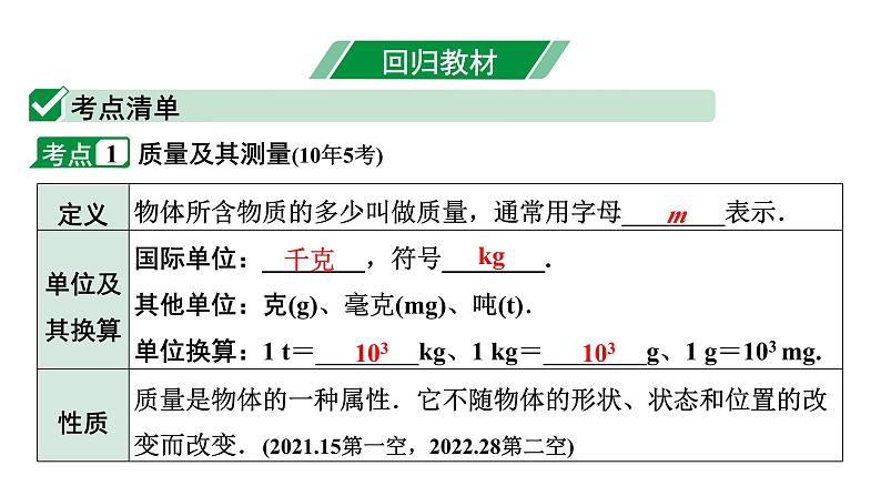 2024长沙中考物理二轮专题复习 中考命题点 质量与密度的理解（课件）04