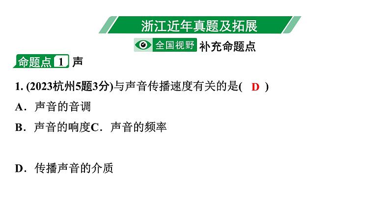 2024浙江中考物理二轮重点专题研究 第12讲 第1节 声、光的反射和折射（课件）第3页