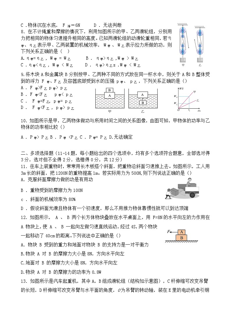 山东省烟台市芝罘区2023-2024学年八年级下学期期末物理试卷02