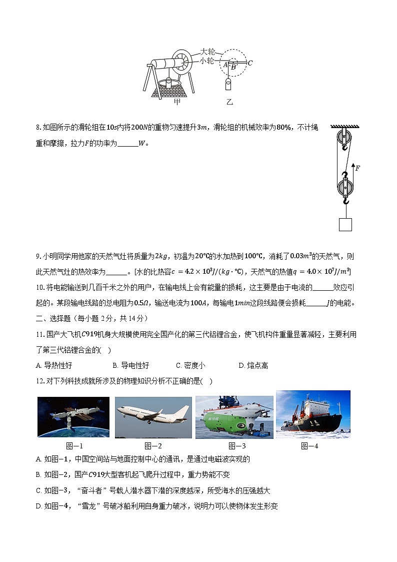 2024年安徽省六安市金安区皋城中学中考物理三模试卷（含答案）第2页