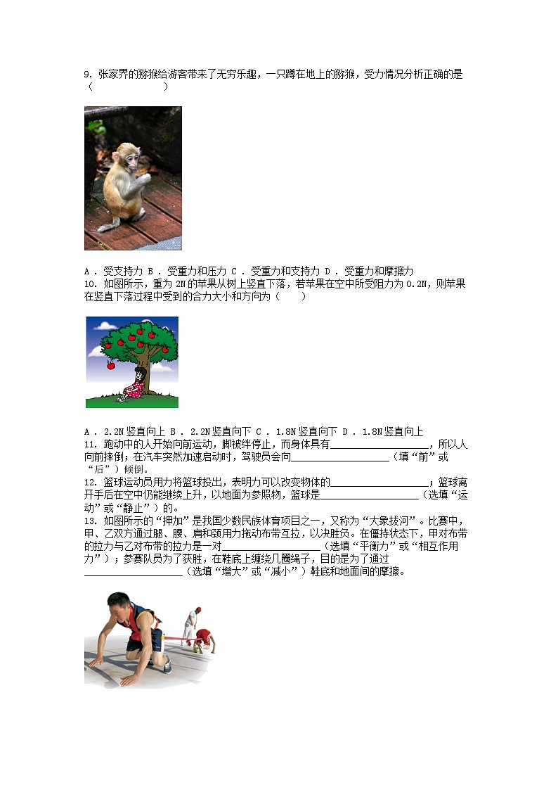 [物理][期中]海南省省直辖县级行政单位2023-2024学年八年级下学期4月期中物理试题第3页