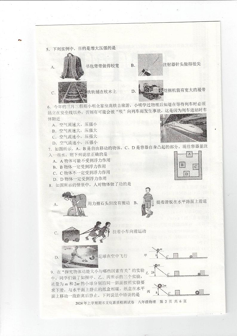 湖南省娄底市市直学校、娄星区2023-2024学年八年级下学期6月期末物理试题第2页
