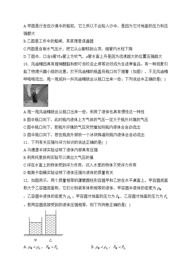 山东省德州市陵城区2023-2024学年下学期期中考试八年级物理试卷(含答案)第3页