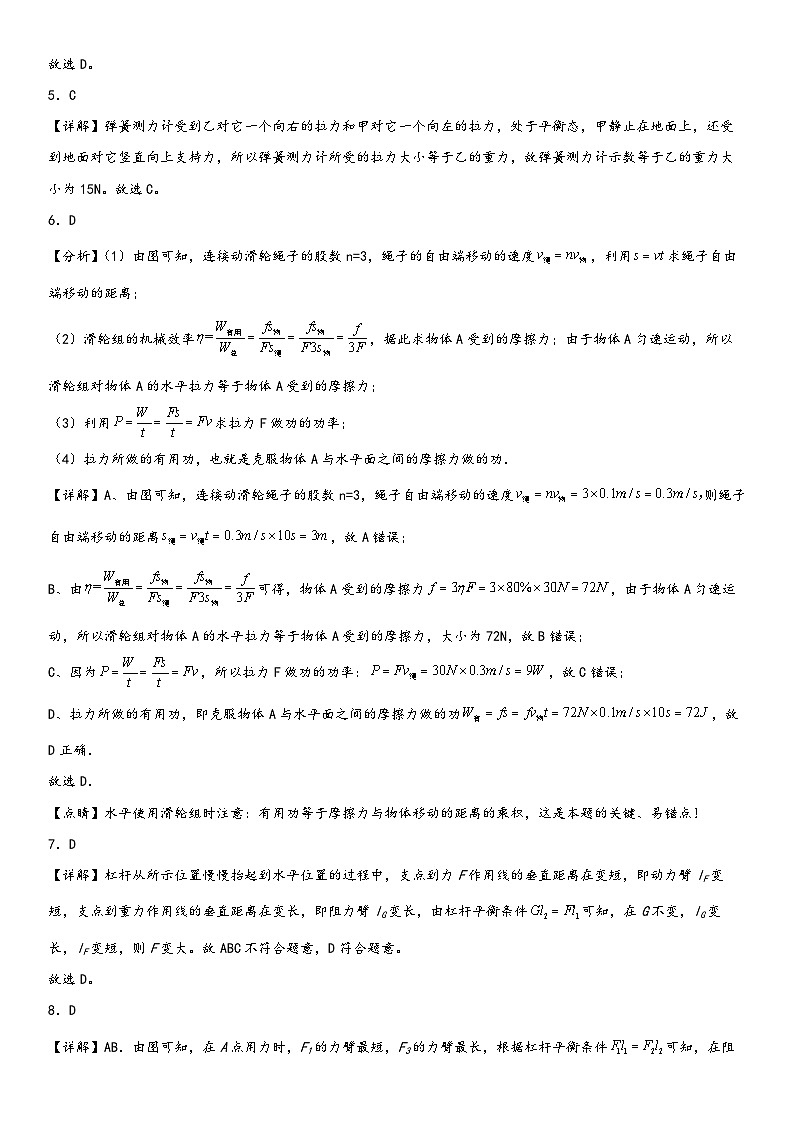 人教版八年级下册物理精讲与精练突破第十二章《简单机械》单元基础巩固与培优必刷达标卷全解全析（附答案）第2页