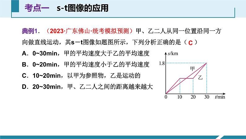 人教版八年级物理上册同步课件第一单元《机械运动》6.路程-时间图像和速度-时间图像（授课PPT）第6页