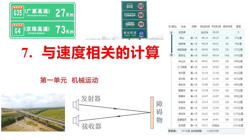 人教版八年级物理上册同步课件第一单元《机械运动》7.与速度相关的计算（授课PPT）第1页