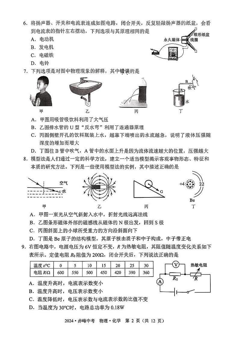 2024年内蒙古赤峰市中考物理试题第2页