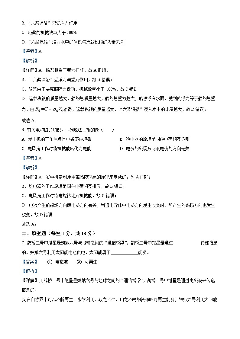 精品解析：2024年吉林省中考物理试题（解析版）03