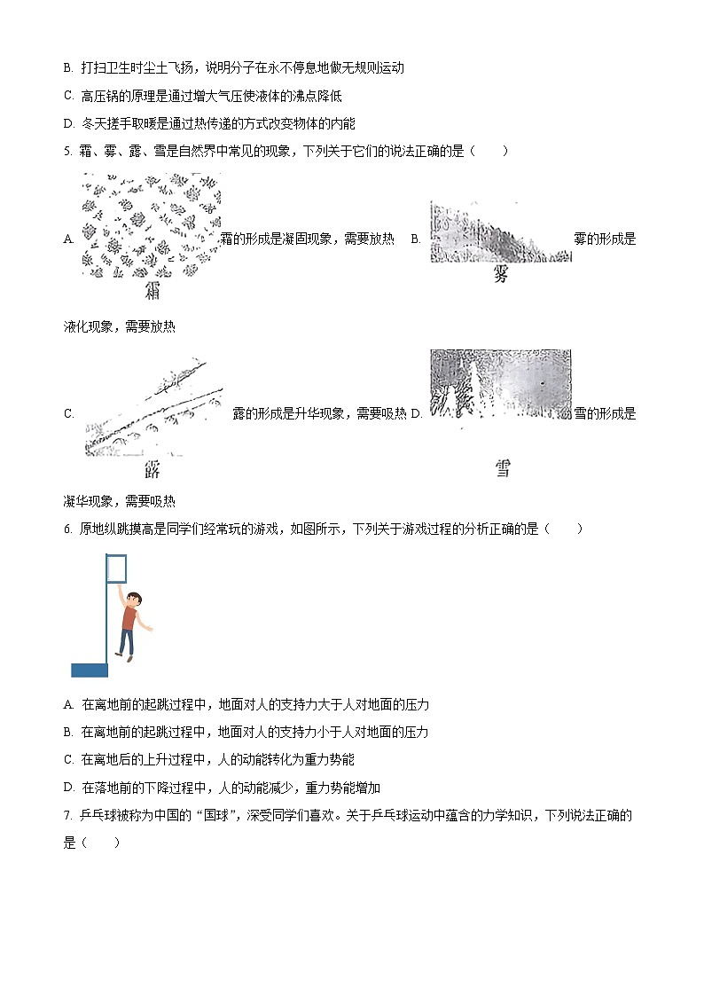 精品解析：2024年山东省烟台市中考物理试题（原卷版）02