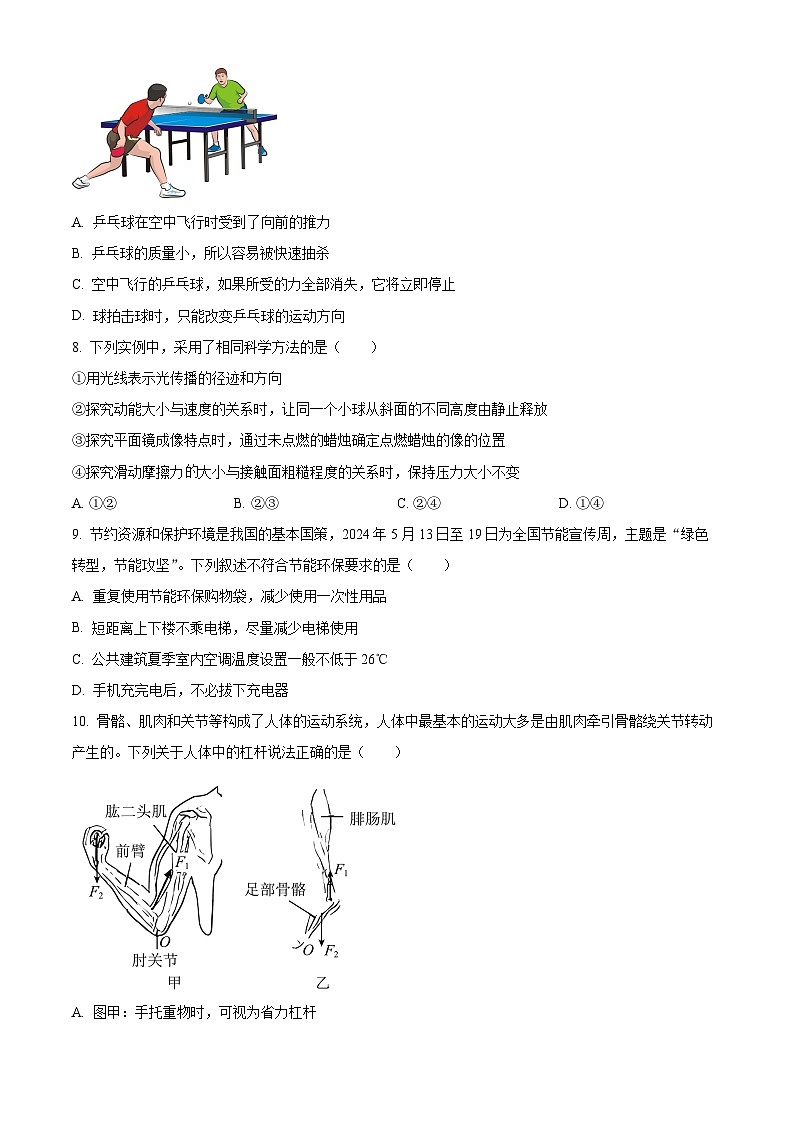 精品解析：2024年山东省烟台市中考物理试题（原卷版）03