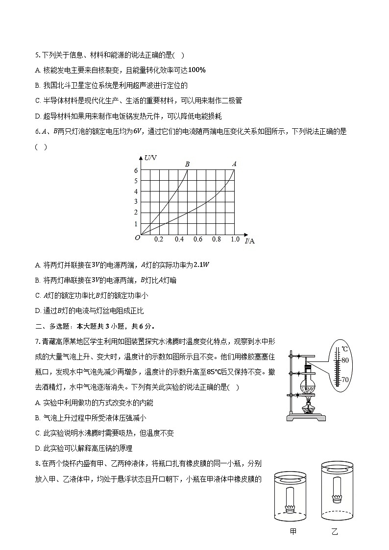 2024年辽宁省辽阳市中考物理三模试卷（含解析）第2页