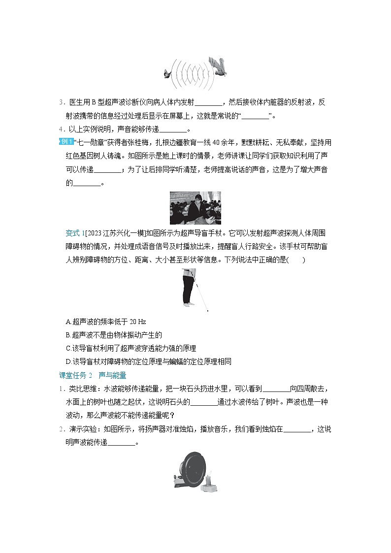 2.3 声的利用 （学案）2024-2025学年人教版（2024）八年级物理上册02