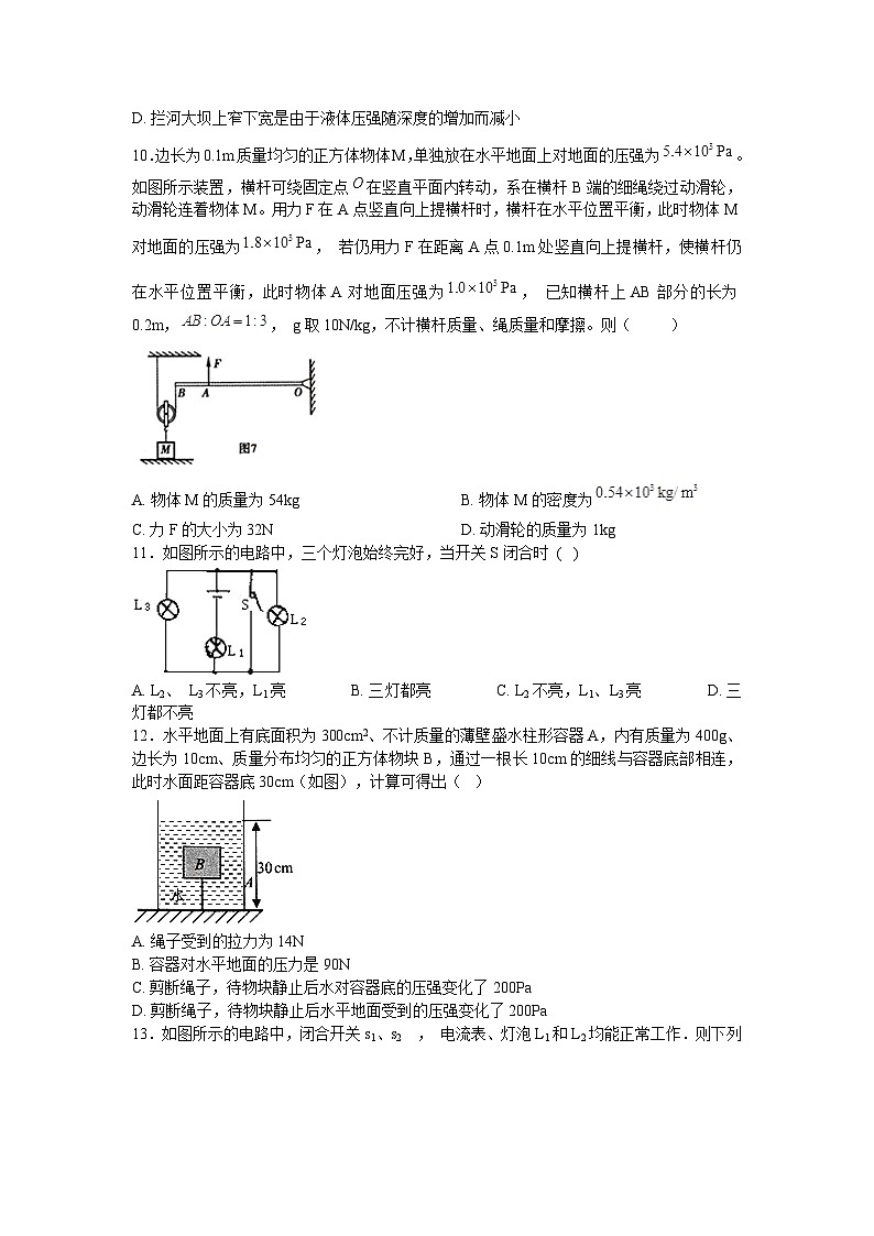 安徽滁州定远卢桥中学九年级物理二模试卷（含解析）第2页