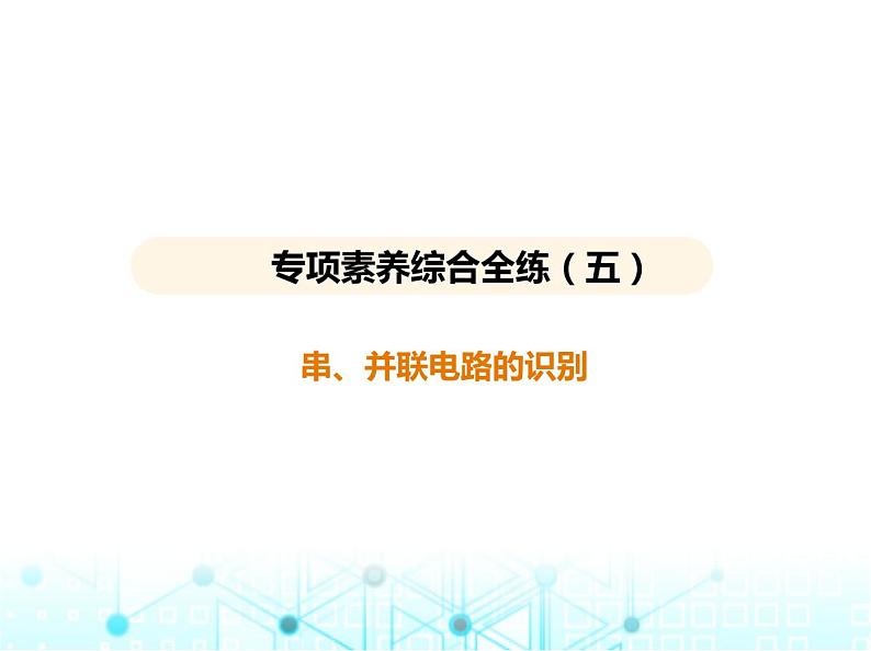 苏科版初中九年级物理专项素养综合练(五)串并联电路的识别课件第1页