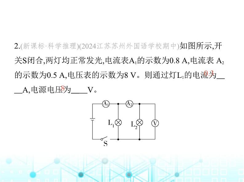 苏科版初中九年级物理专项素养综合练(七)带电表的串并联电路的识别课件第4页