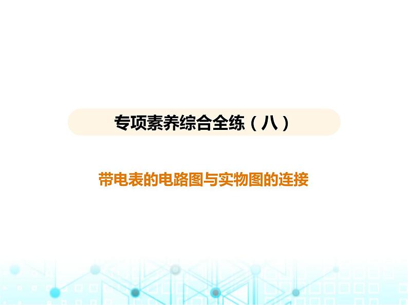 苏科版初中九年级物理专项素养综合练(八)带电表的电路图与实物图的连接课件第1页