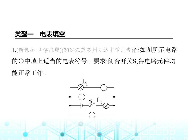 苏科版初中九年级物理专项素养综合练(八)带电表的电路图与实物图的连接课件第2页