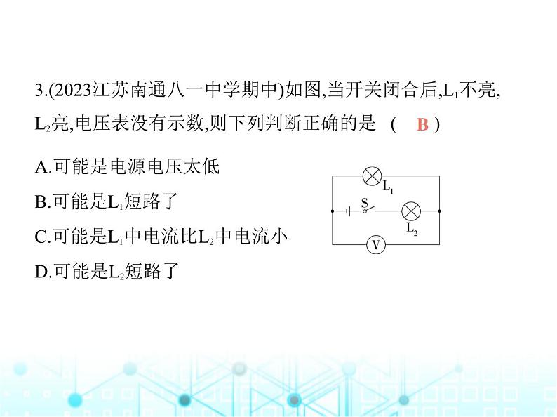 苏科版初中九年级物理专项素养综合练(九)电路故障分析(一)课件第7页