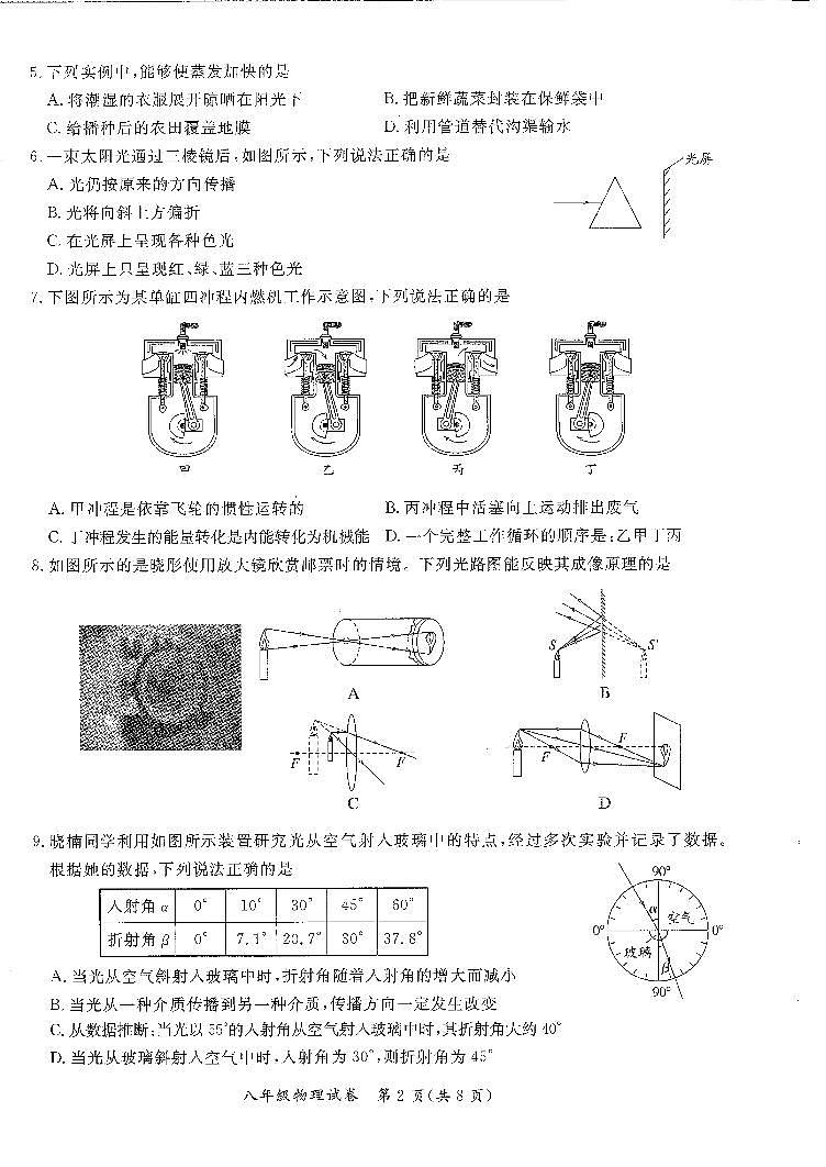 北京市通州区2023-2024学年八年级下学期期末考试物理试卷第2页