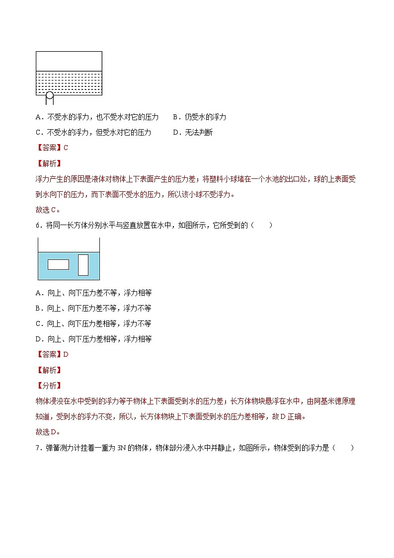 6.4.1 浮力（练习）（原卷版+解析版）-九年级物理第一学期同步精品课堂（上海沪教版）03
