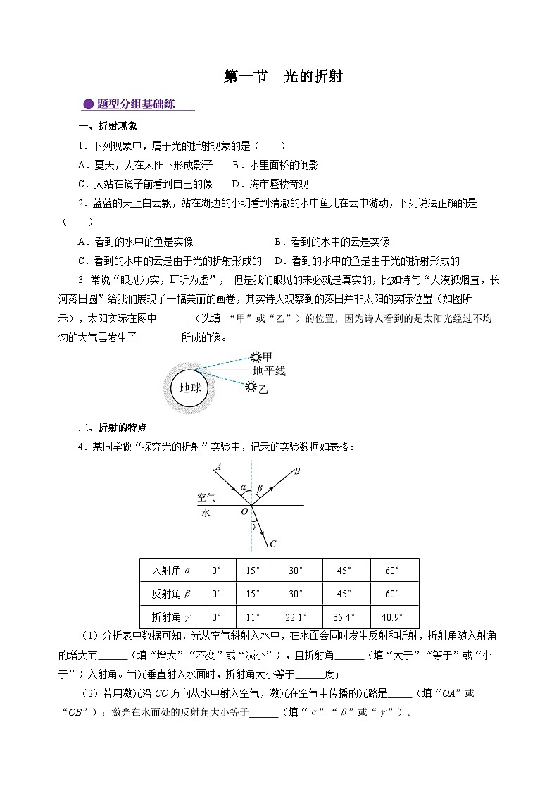 【苏科版】八上物理  3.1 光的折射（课件+练习+内嵌视频）01