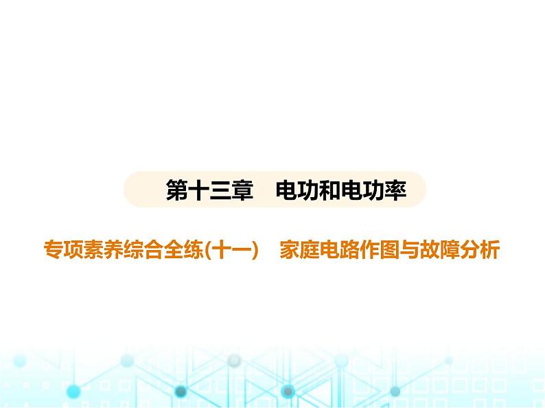 北师大版初中九年级物理专项素养综合练(十一)家庭电路作图与故障分析课件第1页