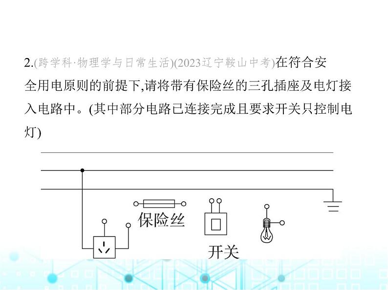 北师大版初中九年级物理专项素养综合练(十一)家庭电路作图与故障分析课件第5页