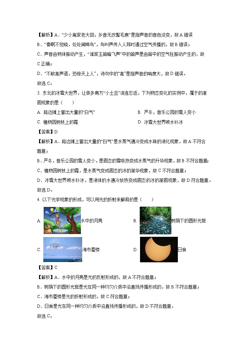 [物理][一模]山东省德州市临邑县2024年中考一模试题(解析版)02