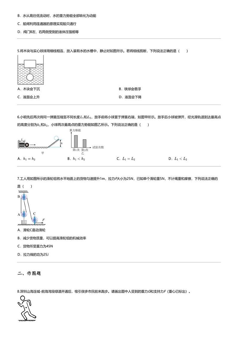 [物理][期末]2023_2024学年广东深圳南山区初二下学期期末物理试卷(7月)第2页