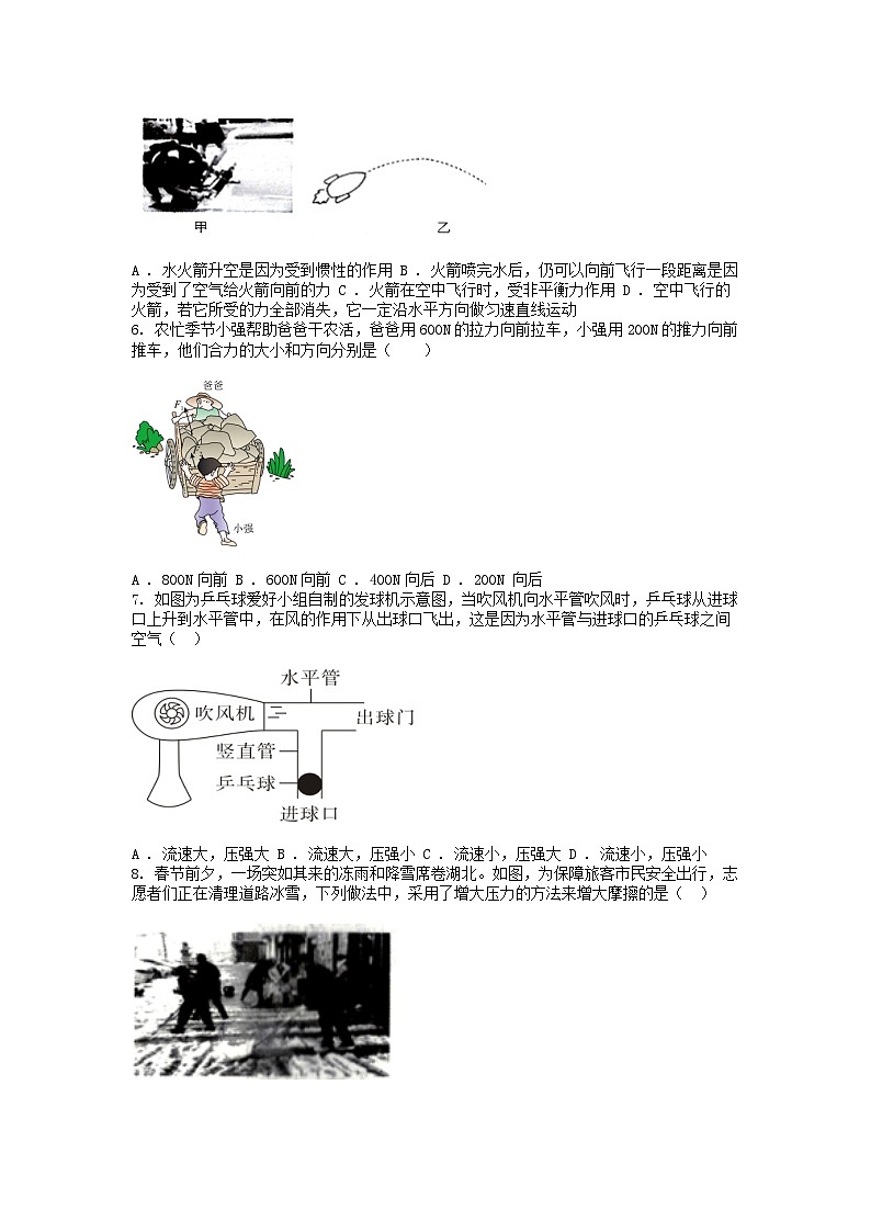 [物理][期中]湖北省省直辖县级行政单位2023-2024学年八年级下学期物理期中试题第2页