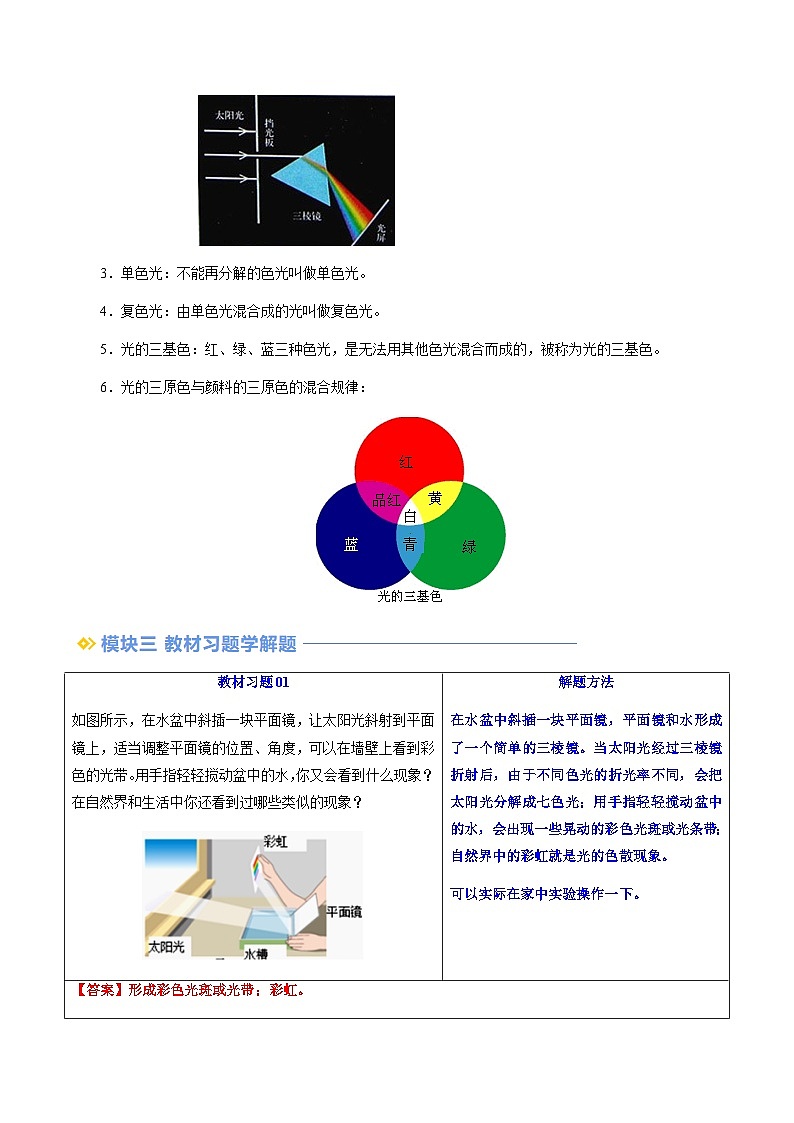 第07讲 光的色彩（含答案）（预习）2025学年八年级物理上册暑假提升讲义（苏科版）02