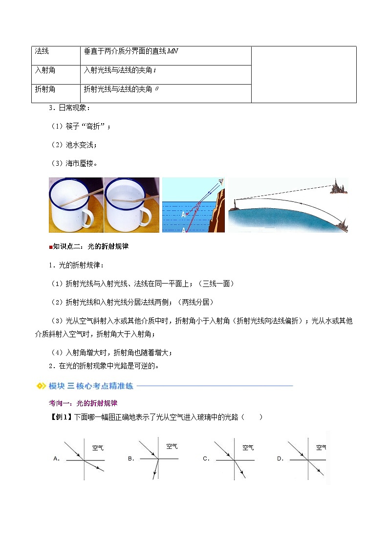 第12讲 光的折射（含答案）（预习）2025学年八年级物理上册暑假提升讲义（苏科版）02