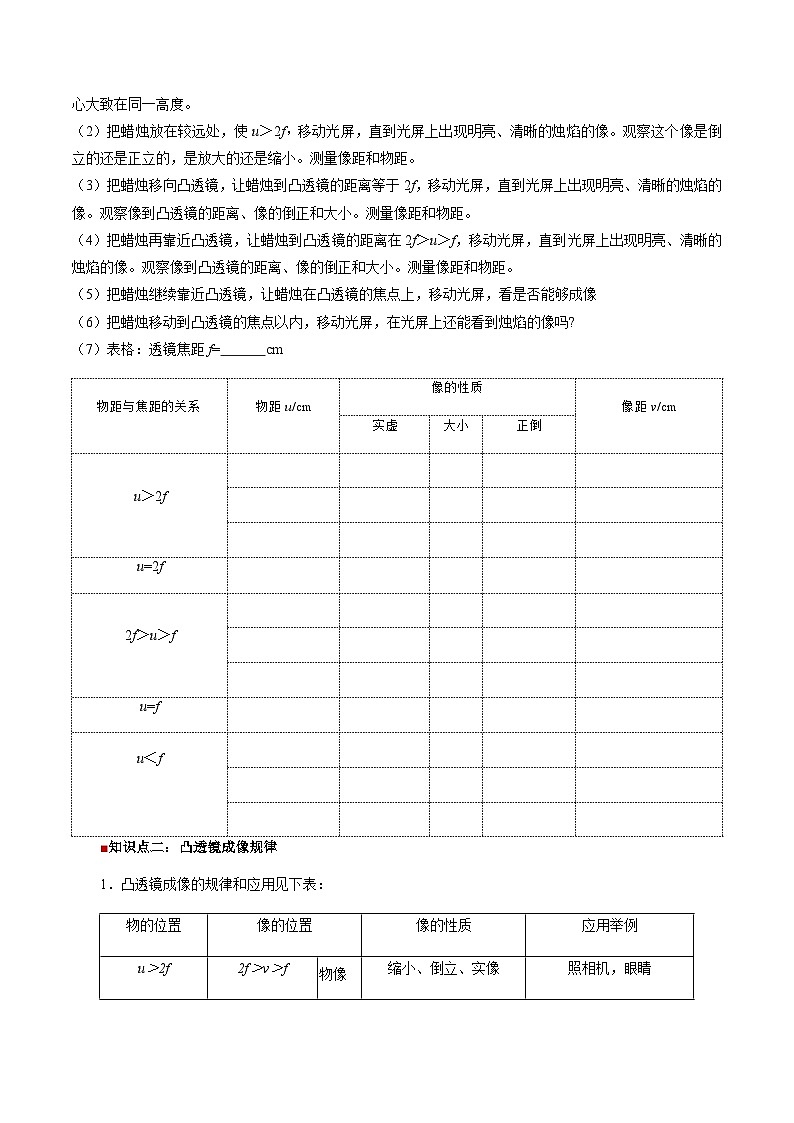第14讲 凸透镜成像规律（教师版）（预习）2025学年八年级物理上册暑假提升讲义（苏科版）第2页