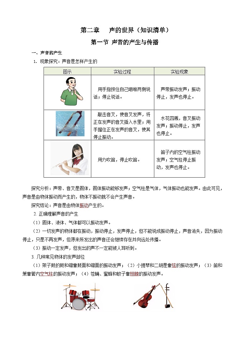 第二章 声的世界（单元知识清单）【教师版】第1页