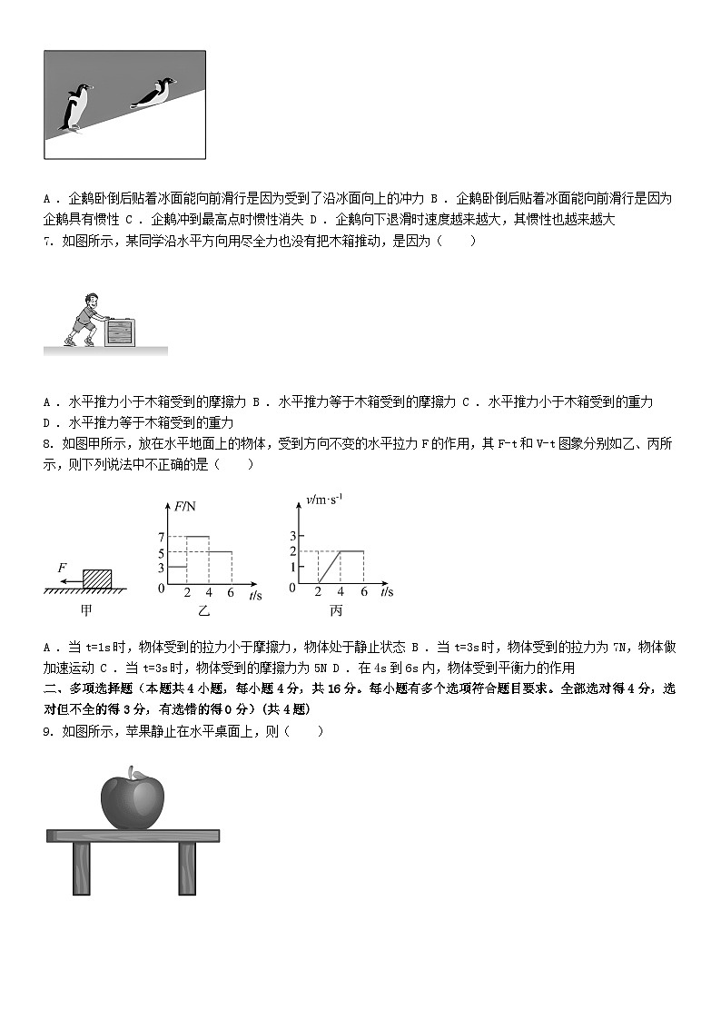 [物理]山东省日照市东港区实验中学2023-2024学年八年级下学期4月月考物理试题03