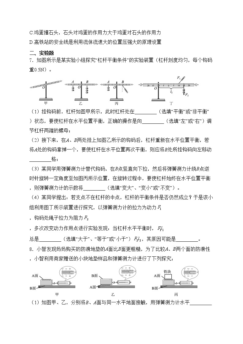 河南省平顶山市2023-2024学年八年级下学期6月期末物理试卷(含答案)第3页