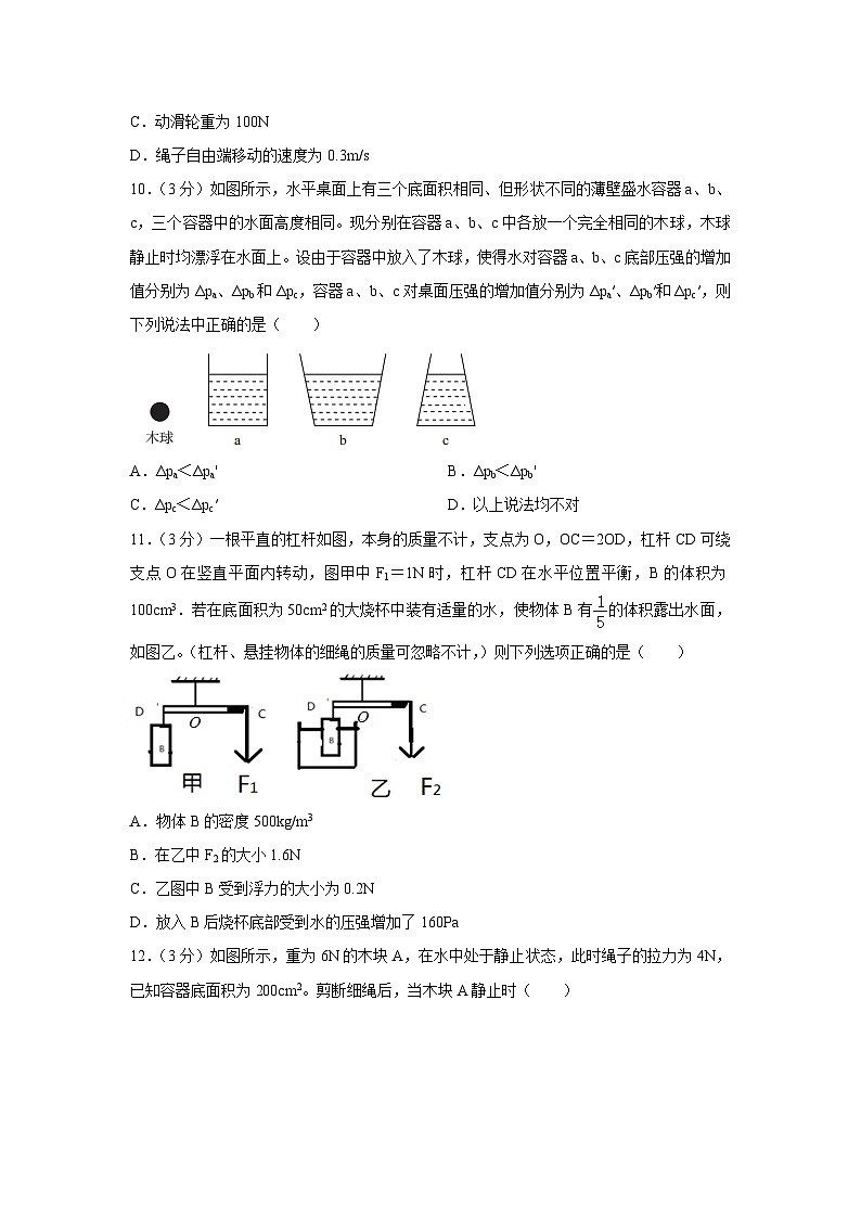 [物理][期末]重庆2023-2024学年八年级下学期期末模拟试卷第3页