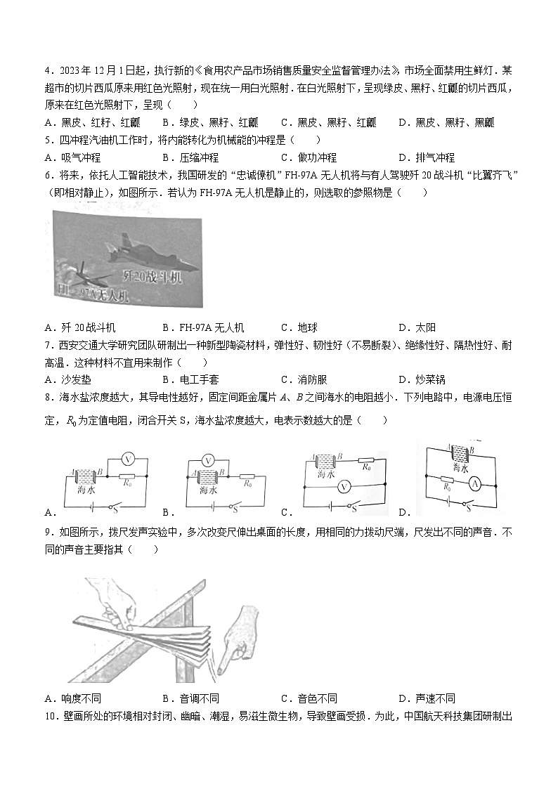 2024年江苏省常州市中考物理试题(无答案)第2页