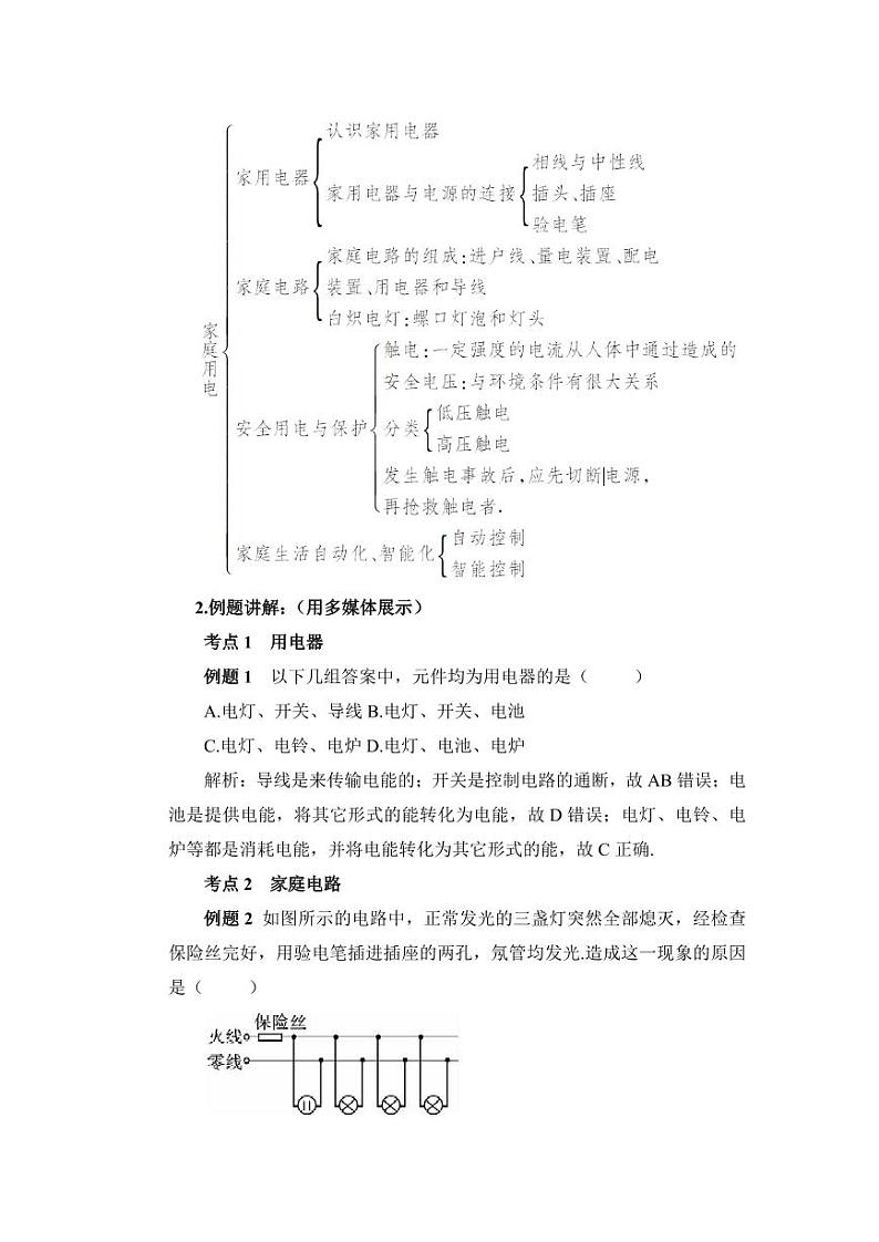教科版九年级全一册物理 第九章 家庭用电复习【教学设计】第2页