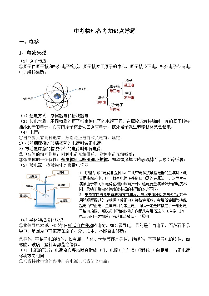 2024年中考物理备考知识点详解_电学01