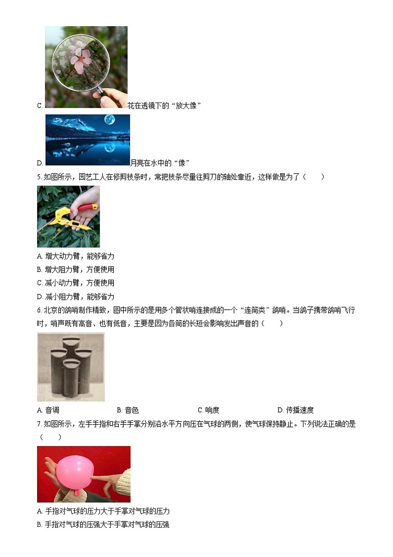 2024年北京市中考真题物理试题（原卷版+解析版）03