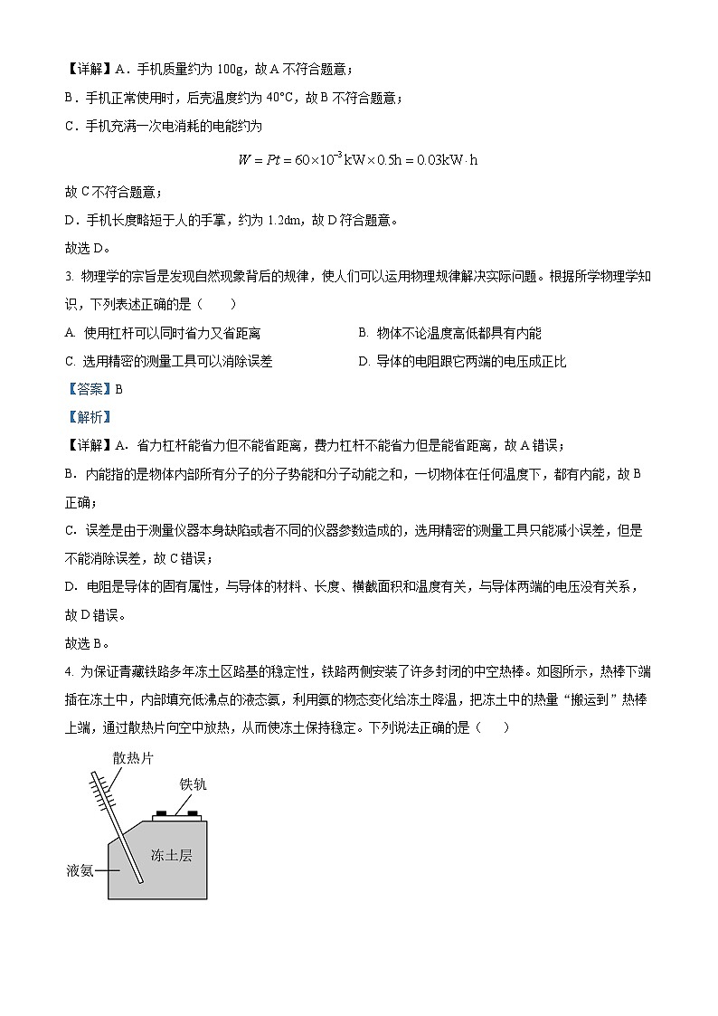 2024年山东省潍坊市中考真题物理试题（原卷版+解析版）02