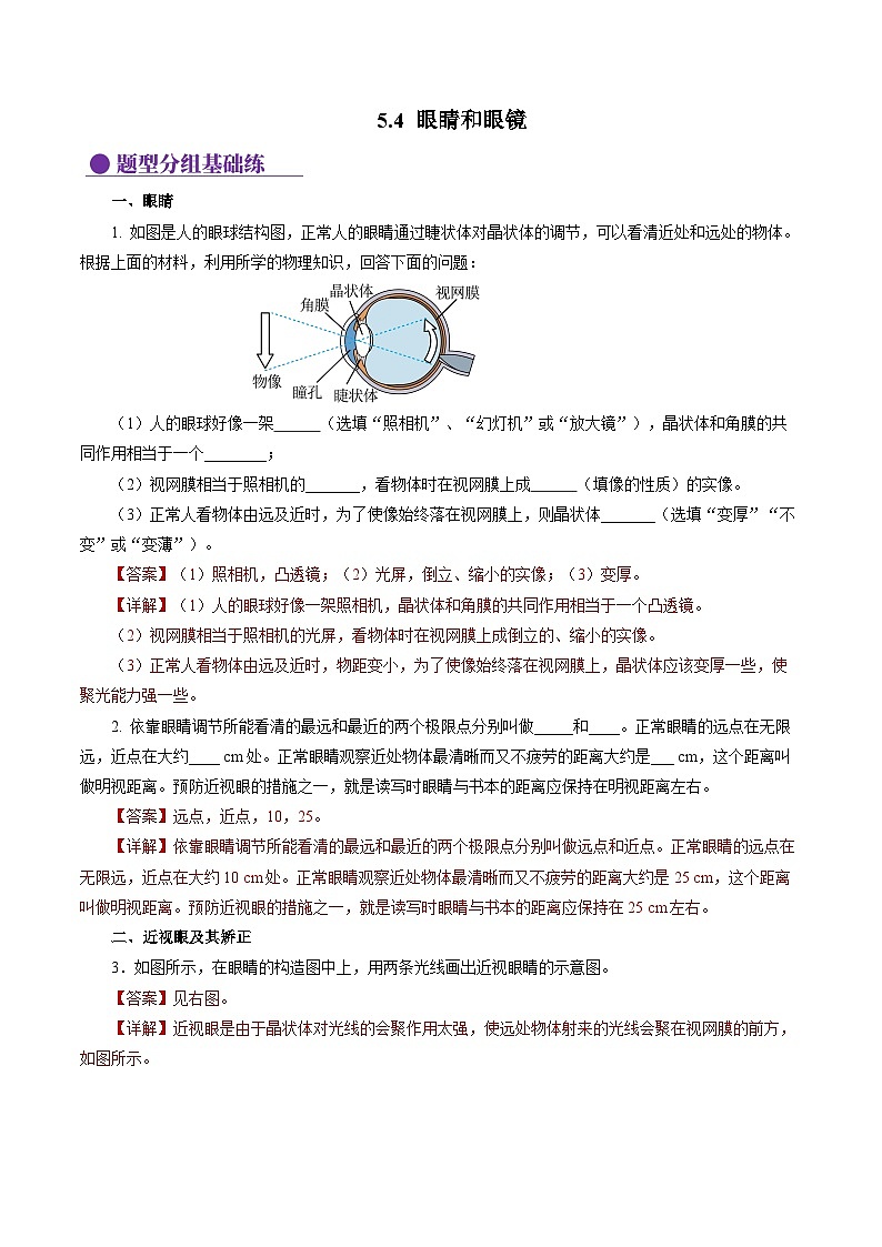 【人教版】八上物理 5.4 眼睛和眼镜（课件+教案+导学案+同步练习+内嵌视频）01