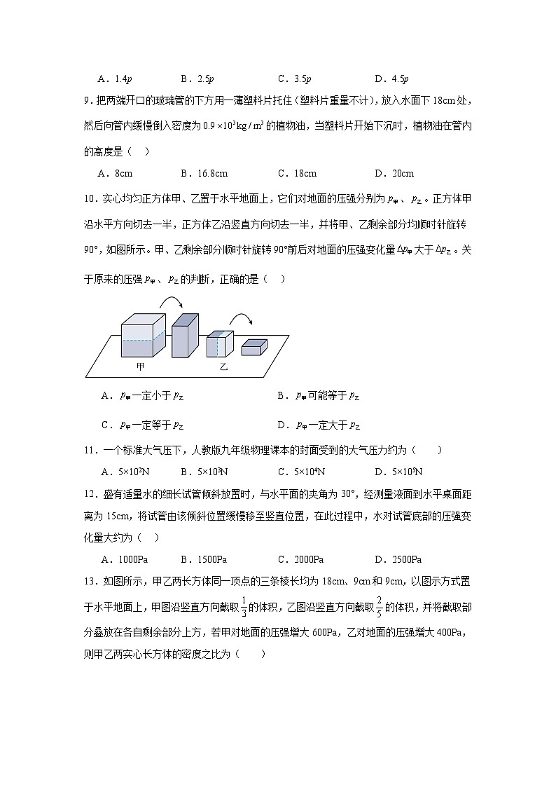 初中物理二轮复习专题07压强和浮力含解析答案第3页