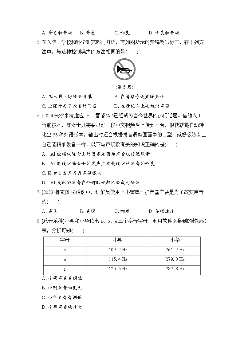 物理人教版八上 第二章声现象综合素质评价试卷02