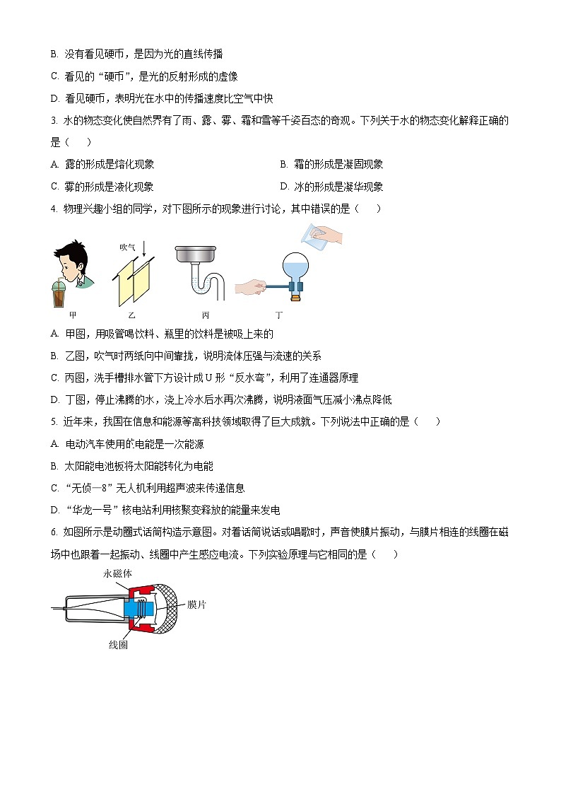 2024年四川省眉山市中考真题物理试题02