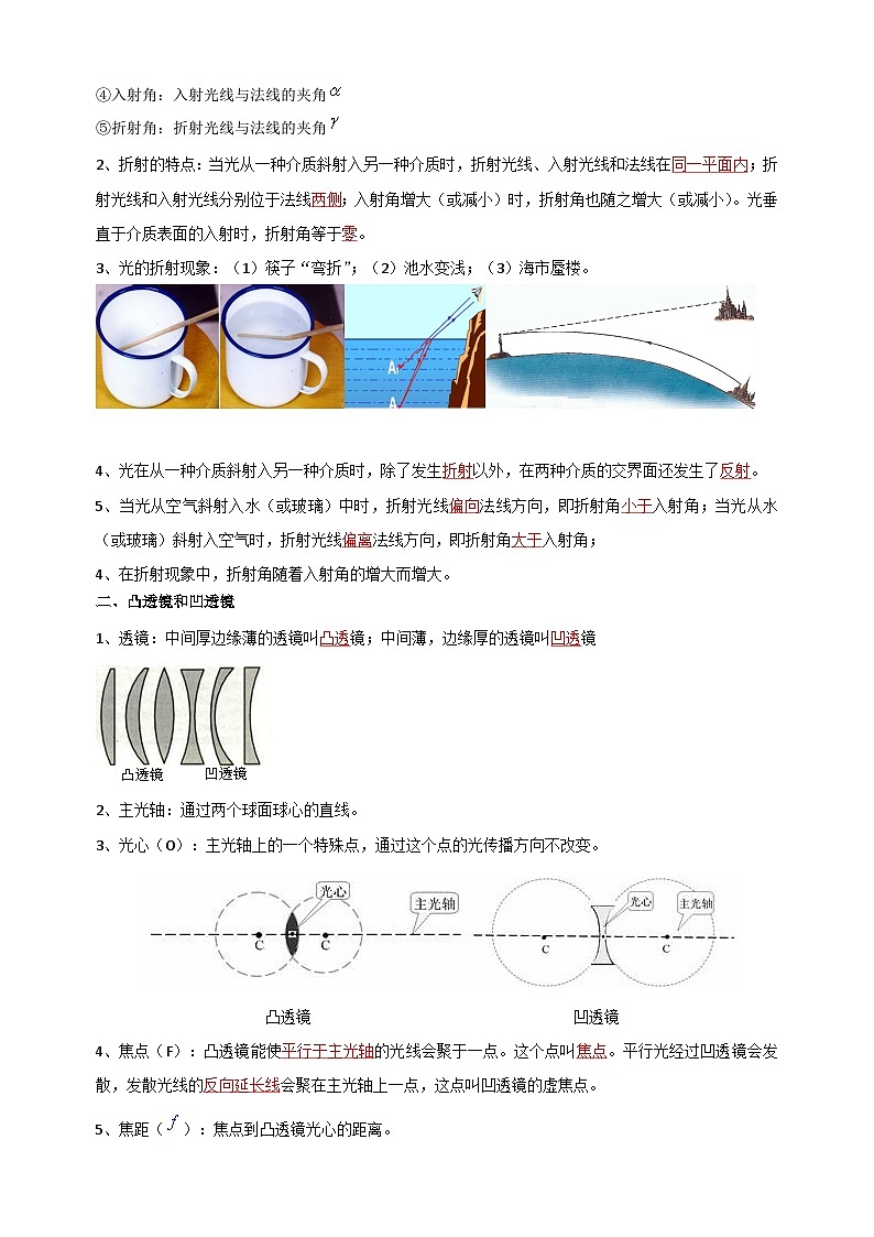 第4章《光的折射 》-2024-2025学年八年级上册物理单元知识讲义（苏科版）02