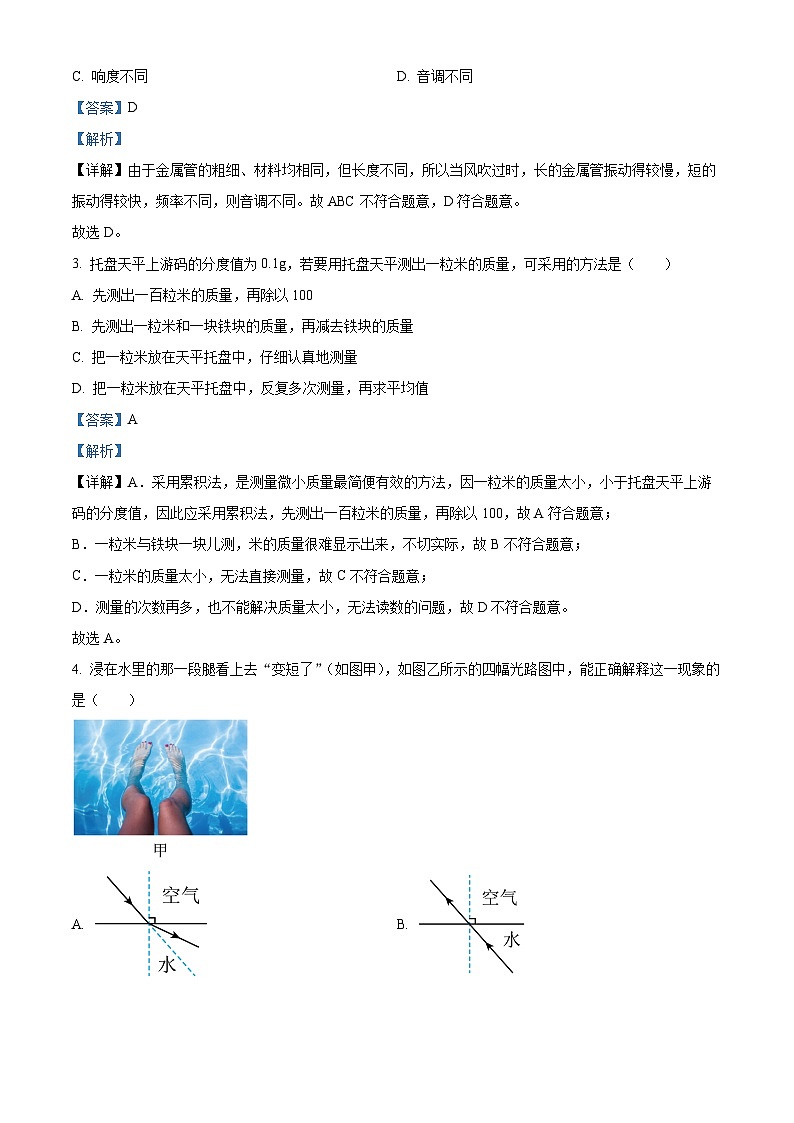 2024年湖北省宜昌市当阳市实验初级中学中考三模物理试题（解析版）第2页
